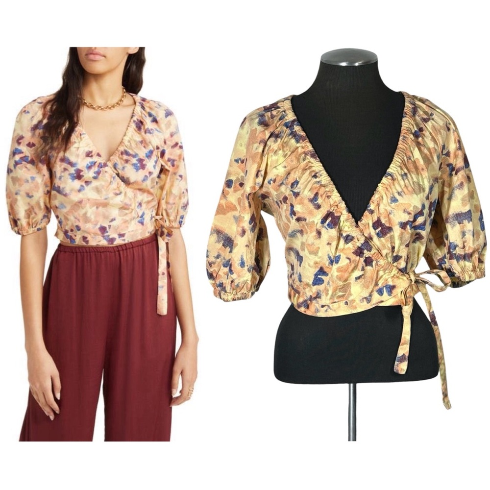 Open Edit – Poplin Cotton Puff Sleeve Wrap Crop Top – Nordstrom - Medium